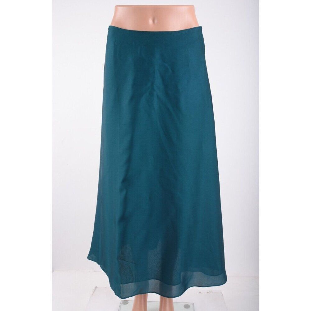 Massimo Dutti Womens Midi Satin Skirt Green EU 38 US 6 Viscose 5233/501 NWT